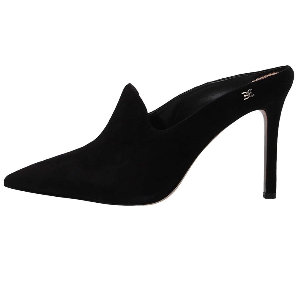 Sam Edelman Harlee Black Suede Pointed Toe Mules Stiletto Heels Womens 7M EUR 37